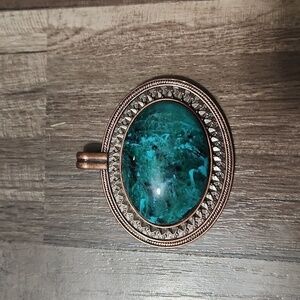 Dark Turquoise/ Bronze Statment Pendant Vintage